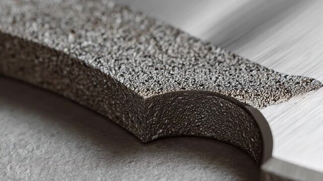 Diamondcoated blade gliding smoothly on precise cutting tasks highlighting superior hardness and longlasting sharpness in industrial applications.