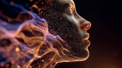Technology meets art in seamless particle wave imagery. Sales data. Seamless flow of particle waves in advanced technology. Market analysis. Data insights.