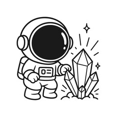 Astronauts find diamonds. Hand-drawn coloring pages