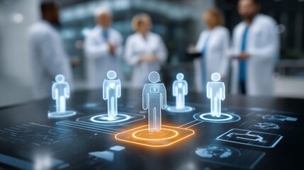 Innovative methods in surgery: seamless integration of tech and talent. Online friendship symbol. Real-time healthcare insights: a team's journey in advanced medicine.