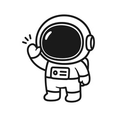Astronaut say hi. Hand-drawn coloring pages