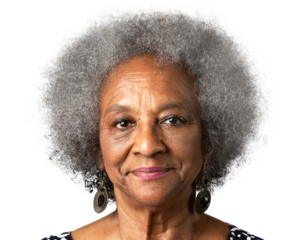African senior woman png transparent, smiling face portrait cut out