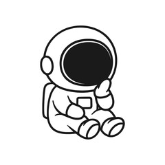 Pensive astronaut. Hand-drawn coloring pages