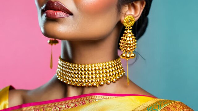 Elegance in traditional attire: a closeup journey through vibrant sari fashion