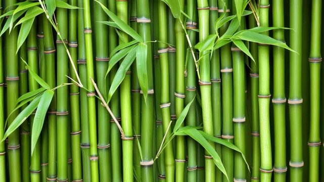Dense bamboo forest with bright green leaves