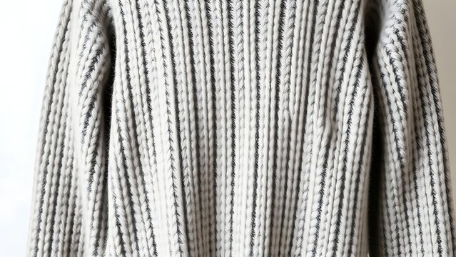 lambswool. A wool sweater shrunk after washing, showing textured fabric on a simple background. lifestyle magazines, social media lookbooks, designed for influencer and brand collaborations.