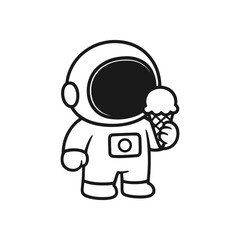 Astronauts eating ice. Hand-drawn coloring pages