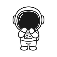 Embarrassed astronaut. Hand-drawn coloring pages