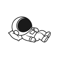 Astronaut sleeping alone. Hand-drawn coloring pages