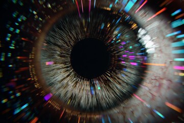 The spectrum within: exploring the vibrant eye of innovation. Business metrics. Exploring the chromatic harmony in the complexity of rainbow eyes. Growth strategy. Business development.