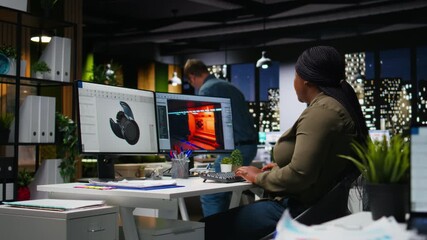 Game developer creates Mars based virtual station using AI tools. Futuristic program processing data with machine learning and automation to optimize game design and development. Camera A. - Powered by Adobe