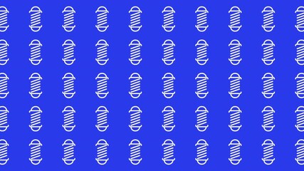 Repeating pattern stylized barber shop signs on blue suitable for hairstylist blogs, salon marketing materials, or barberthemed decor.