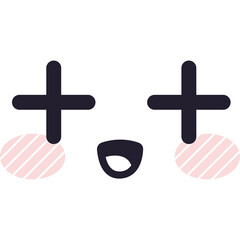 Fototapeta premium Cute Kawaii Face With Blush And Happy Open Mouth On White Background Simple Graphic Illustration