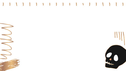 Png black gold skull border occult transparent background