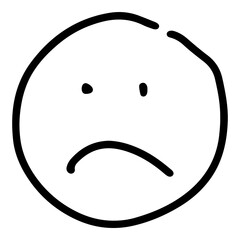 PNG Simple hand-drawn sad face with a minimalist style, transparent background