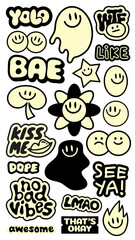 Fototapeta premium PNG Playful retro emoji stickers on transparent background