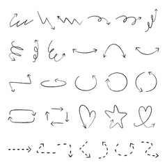 Naklejka premium PNG Hand-drawn arrows and symbols on transparent background