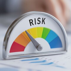 Risk Level Gauge on Colorful Scale