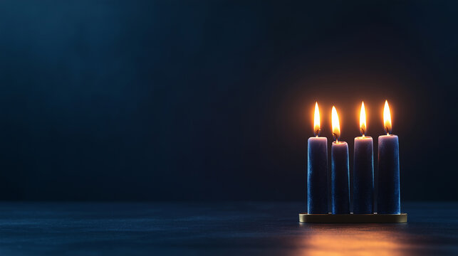 Warm glow of blue candles illuminating a dark space during a peaceful evening - Powered by Adobe