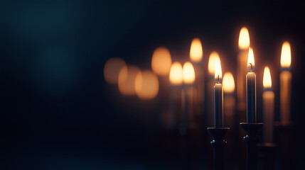 Soft candlelight flickers in a dark room, creating a serene and calming atmosphere for reflection and relaxation