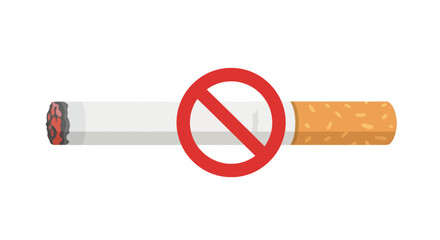 Clear prohibition on smoking, represented by a graphic icon featuring a lit cigarette crossed out with a red forbidden symbol, promoting public health and a smoke-free environment