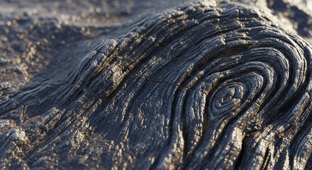 Macro shot of textured weathered wood grain with intricate swirling patterns creating an abstract natural background, detailed surface