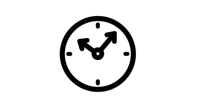 Clock icon silhouette with outlined details on transparent background