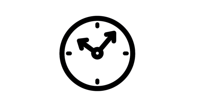 Clock icon silhouette with outlined details on transparent background