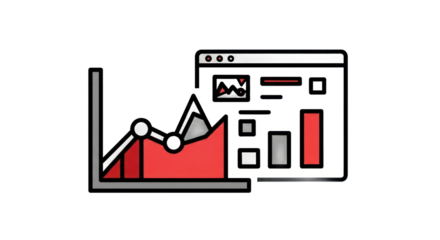 Data analysis and web interface concept illustration with transparent background