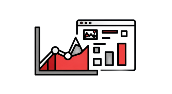Data analysis and web interface concept illustration with transparent background