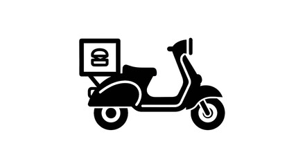 Fototapeta premium Delivery scooter outline with food box illustration isolated transparent background