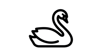 Elegant outline of a swan isolated with transparent background for design projects
