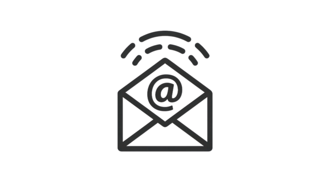 Email communication icon with signal waves concept on transparent background