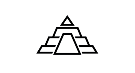 Geometric white pyramid shape on transparent background abstract design