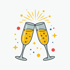 Celebration toast with champagne flutes for special occasions and festive holiday cheers design asset