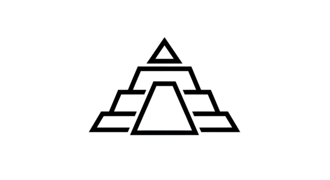 Geometric white pyramid shape on transparent background abstract design