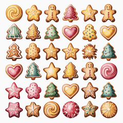 Assorted christmas cookies gingerbread star heart tree shapes holiday treats baking sweets collection
