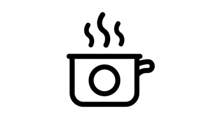 Minimalist coffee cup icon on transparent background for design and print