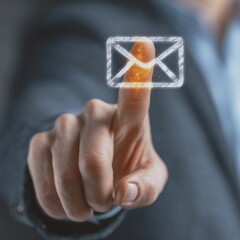 Digital Email Touch Interaction. The finger presses on the envelope.