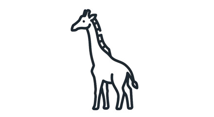 Fototapeta premium Minimalist outline illustration of a giraffe on transparent background