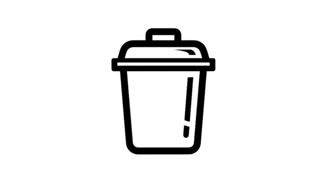 Minimalist white trash can icon against transparent background for design - Powered by Adobe