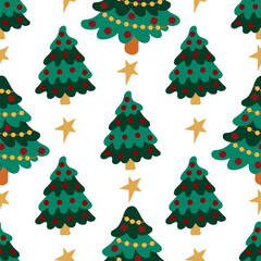 Christmas seamless pattern in hand draw style