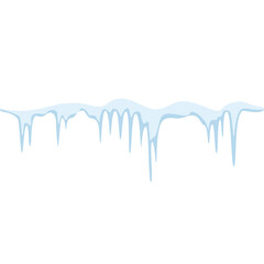 Delicate Frosty Icicles Hanging from a Snow Covered Ledge With a Transparent Background and Soft Blue Hues