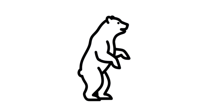 Outline of a bear standing upright against a transparent background