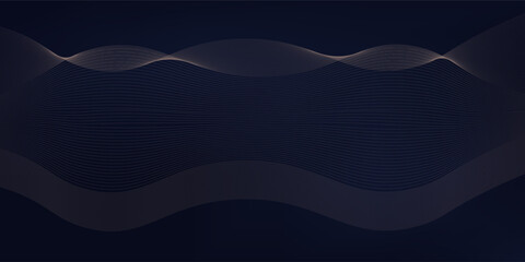 Modern glowing wave lines on a dark blue background. Dynamic wave pattern abstract