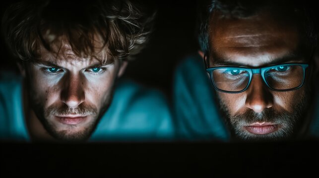 Innovation hub: navigating network challenges together. Vivid gradient. Focused it professionals optimizing cyber defense and network efficiency. Abstract neon. Dark aesthetic.