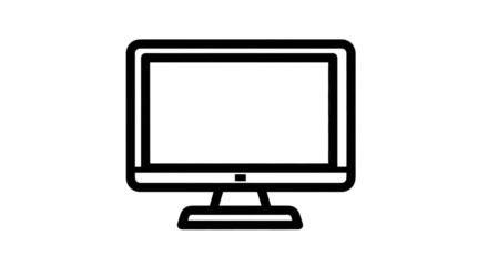 Outline of a modern computer monitor against a transparent background