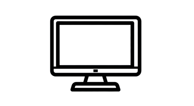 Outline of a modern computer monitor against a transparent background