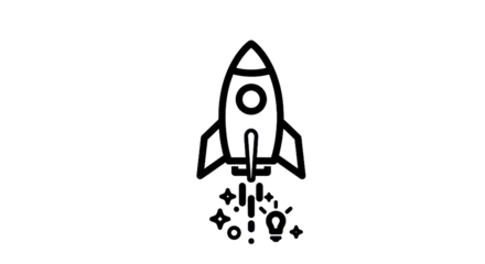 Outline rocket launching with light trail innovation and start up concept