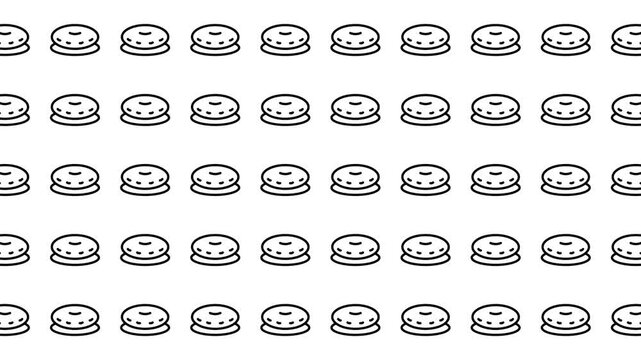 Repeating donut icons pattern suitable for food packaging, bakery branding, party invitations, and textile designs for a playful touch.